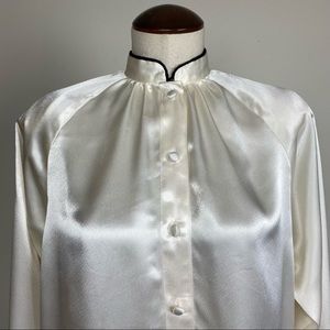 Vintage Creamy White Satin Blouse